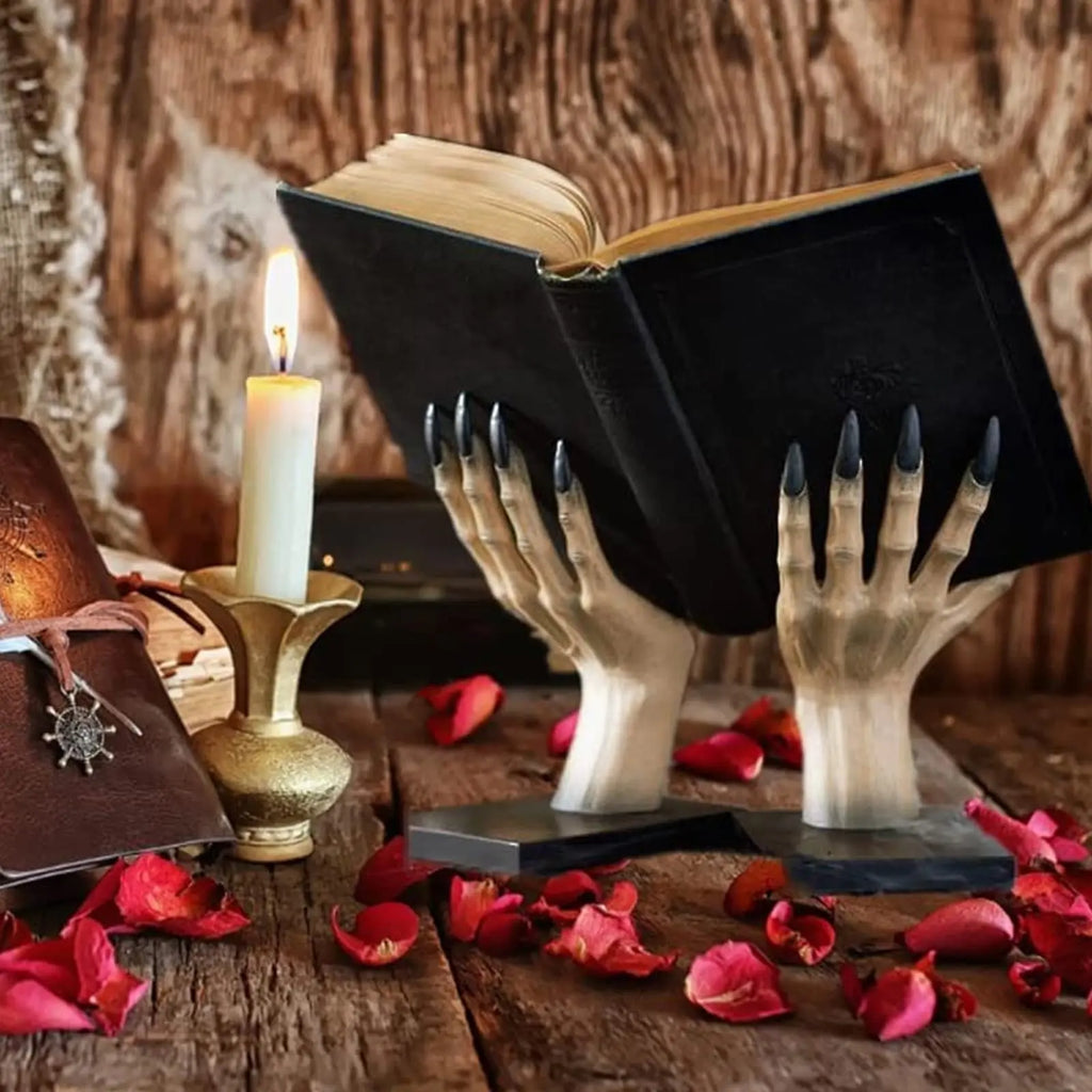 Halloween Bookends Decor Gothic Home Decor Bookends Shelves Unique Scary Monster Hand Book Ends Spooky Halloween Room Decor